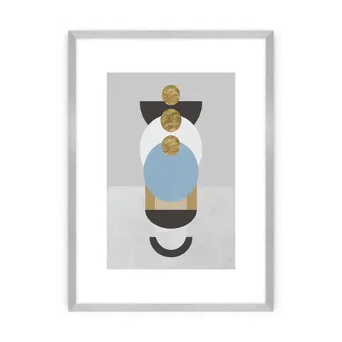 Dekoria Plagát Geometric Shapes II, 21 x 30 cm, Ramka: Srebrna