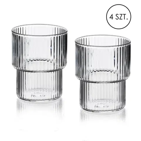 Súprava 4 ks pohárov ELLA STRIPES 320 ml číra