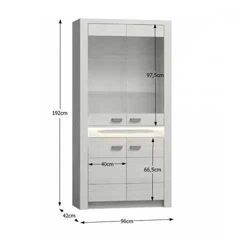 KONDELA Infinity 3 vitrína jaseň biely