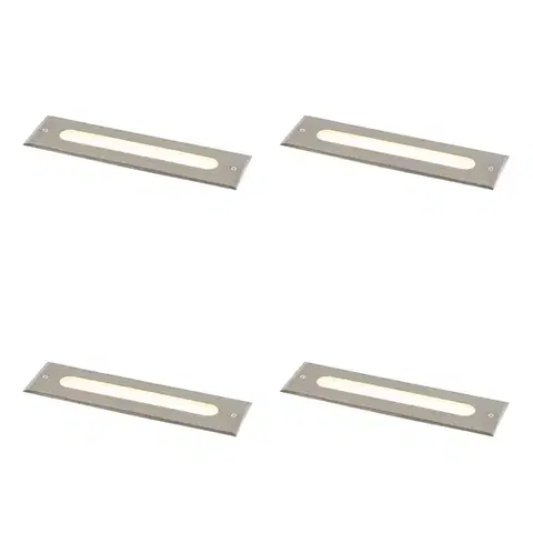 Sada 4 moderných zemných bodových svetiel oceľ 30 cm vrátane LED IP65 - Eline