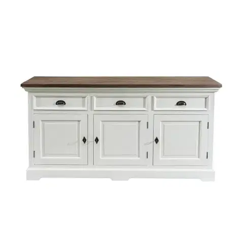 Dekoria Komoda Brighton 180 x 55 x 95 cm white&natural grey, 180 x 55 x 95 cm