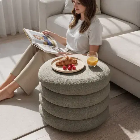 Taburet Mollis bouclé moka