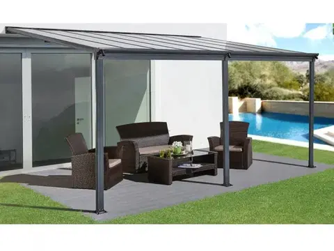 Hliníková pergola 4,96x3 m WALL 53 antracit Lanitplast