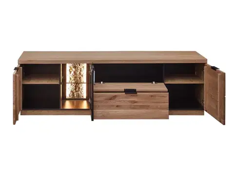 TV stolík Napoli 31 s LED osvetlením 200 cm z masívu dub Bianco