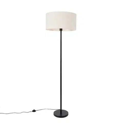 Stojaca lampa čierna so svetlosivým tienidlom 50 cm - Simplo