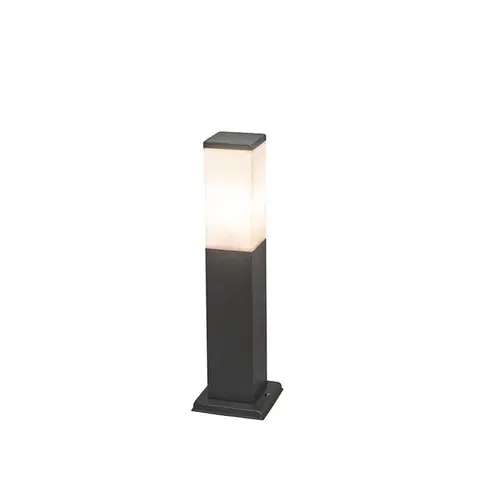 Moderný vonkajší stĺpik 45 cm tmavosivý s opálom IP44 - Malios
