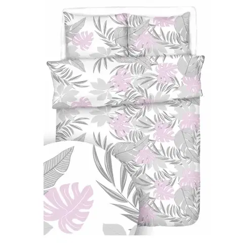 Obliečky krepové Tropic ružový TiaHome - 1x Vankúš 90x70cm, 1x Paplón 140x200cm