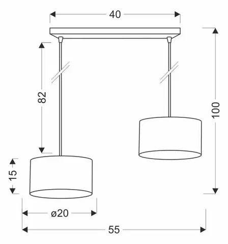 Závesná lampa PANDY čierna 2x40W E27 tienidlo čierne+zlaté