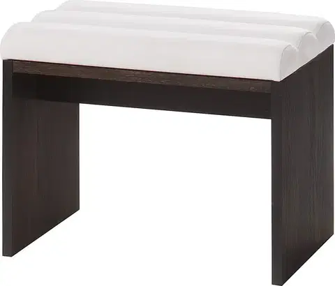 Čalúnený taburet Porti 81 60 cm z masívu dub čokoládový/svetlo béžový