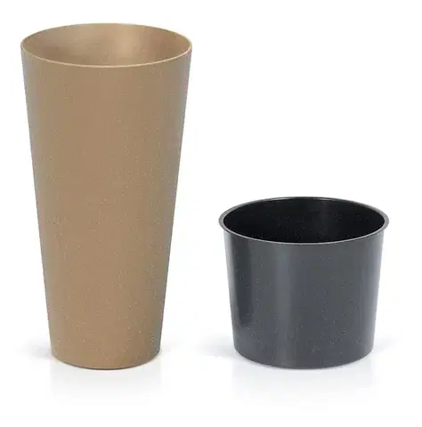 Plastový kvetináč Tubusy Slim Eco Wood 25 cm zelený