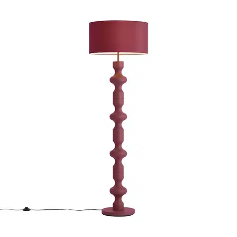 Retro stojaca lampa slivková s látkovým tienidlom 160 cm - Captain