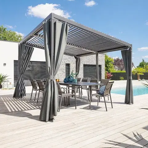 DEOKORK Záhradný hliníkový altánok LUXURY 4x3 m (grafit)