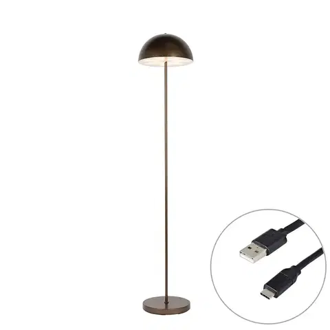 Vonkajšia stojaca lampa tmavo bronzová nabíjateľná 3-stupňovo stmievateľná - Keira