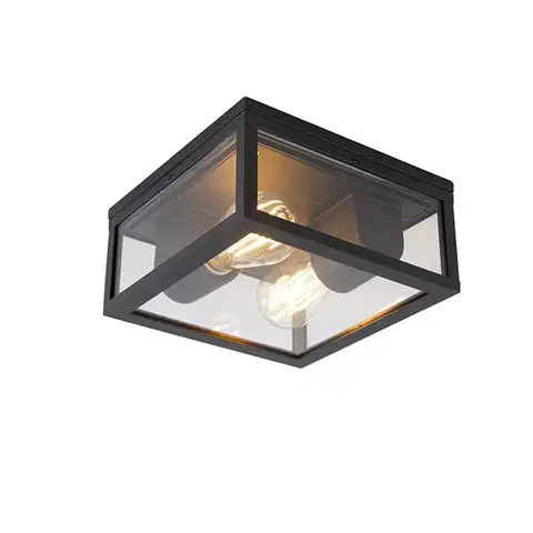 Priemyselné stropné svietidlo čierne IP44 2-svetlové - Charlois