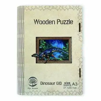Drevené puzzle Dinosaurus A3 (svietiace v tme)