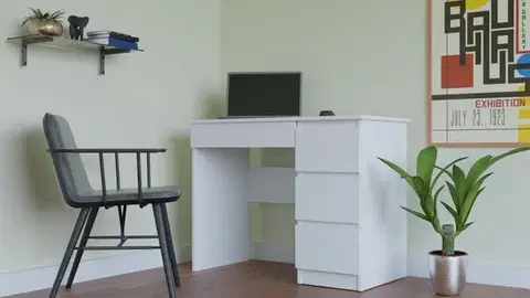 Písací stôl Mijas pravý biely mat