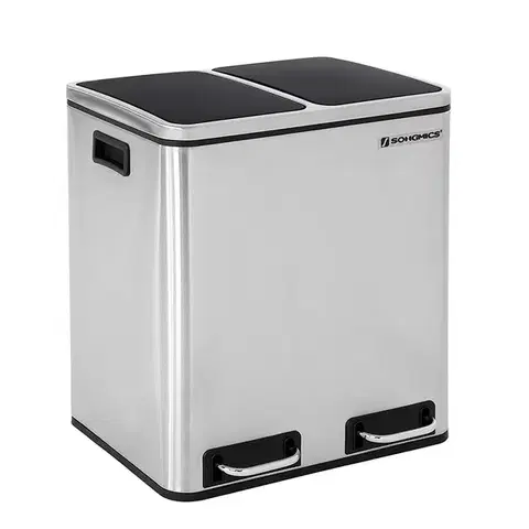 Odpadkový kôš Rubax 2 x 15 L strieborno-čierny
