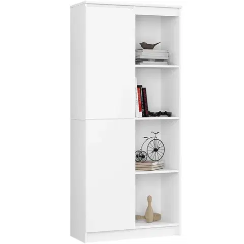 Regál Rexa 80 cm 1 skrinka a 4 police biely