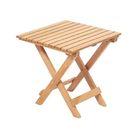 Skladací záhradný odkladací stolík Leslie 40 cm z masívu hnedý