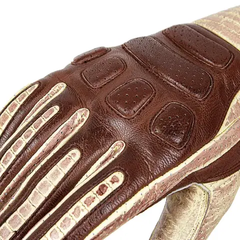 Kožené moto rukavice W-TEC Retro Gloves Farba hnedo-béžová, Veľkosť M