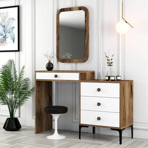 Toaletný stolík Lizbon 544 - Walnut, White