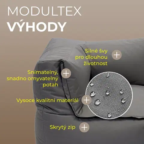 Textilná modulová 3-miestna lavica MODULTEX (šedo-hnedá) bez náplne