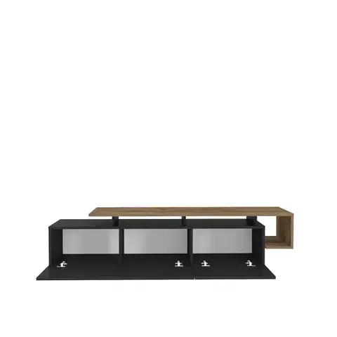 TV stolík Pia - Black, Walnut
