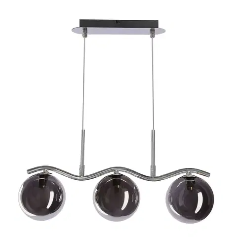 Závesná lampa LUMOS 3x20W G9 chrómové sklenené tienidlo 14 cm grafitové moderné elegantné svietidlo obývačka jedáleň kuchyňa pôvab
