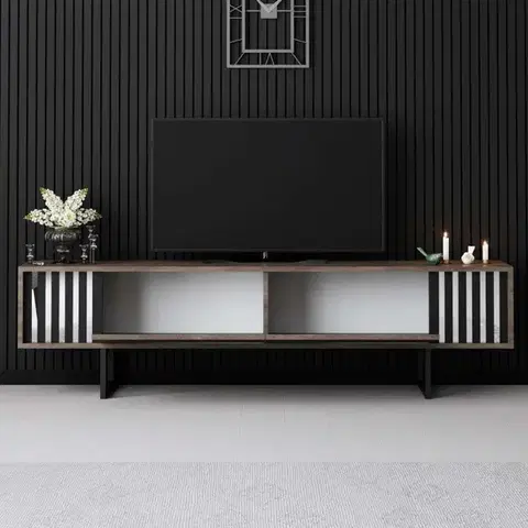 TV stolík Chrome Line - Walnut, Black