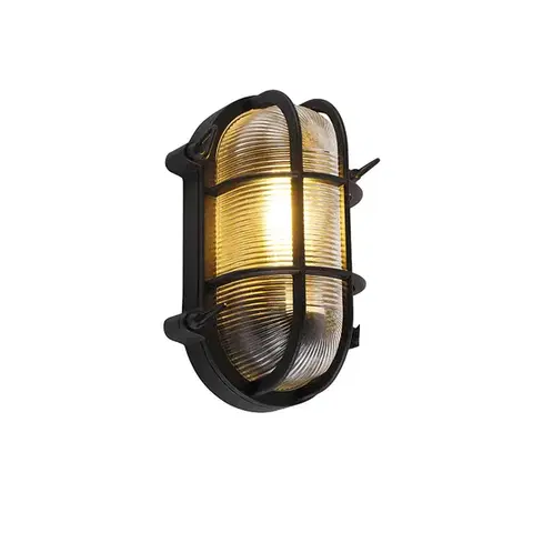 Priemyselná nástenná a stropná lampa čierna oválna IP44 - Noutica