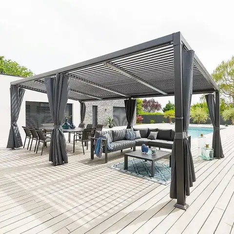 DEOKORK Záhradný hliníkový altánok LUXURY 6x3,5 m (grafit)