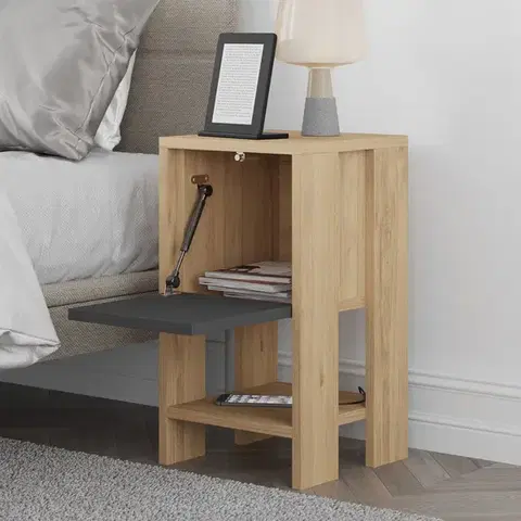 Nočný stolík Ema - Oak, Anthracite