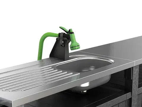 Záhradný stôl / skriňa s drezom UNITY CHEF 415L grafit Keter