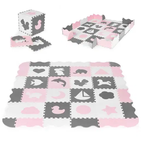 Penové puzzle s 36 dielmi ANIM ružovo-sivé