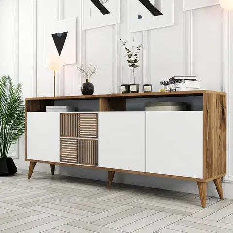 Konzolový stolík Milan - Walnut, White
