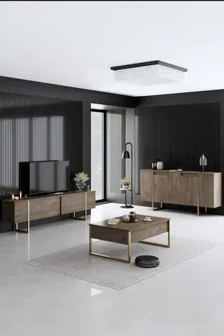 Konzolový stolík Luxe - Walnut, Gold