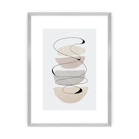 Dekoria Plagát Abstract Lines II, 21 x 30 cm, Ramka: Srebrna
