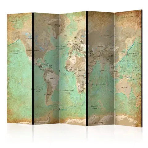 Paraván Turquoise World Map Dekorhome