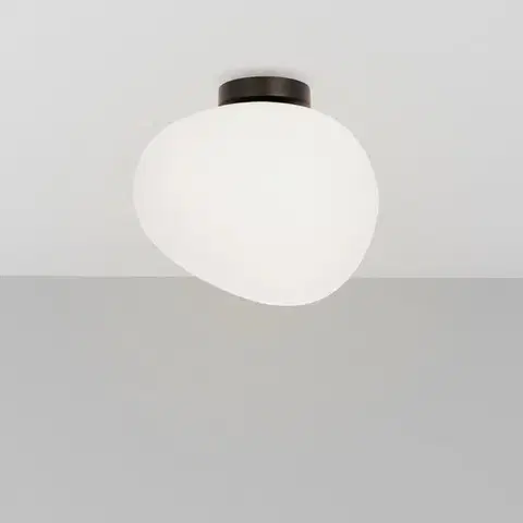 Stropná lampa STONES inšpirovaná kameňom - dizajnérska stropná lampa s 30 cm mliečnym tienidlom - osvetlenie obývačky a chodby E27