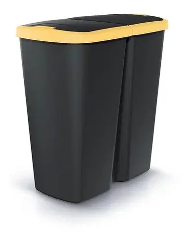 Odpadkový kôš COMPACTO DUA čierny/žltý