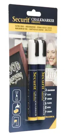 SECURIT Stredný popisovač šírka hrotu 2-6 mm 2 kusy, biely