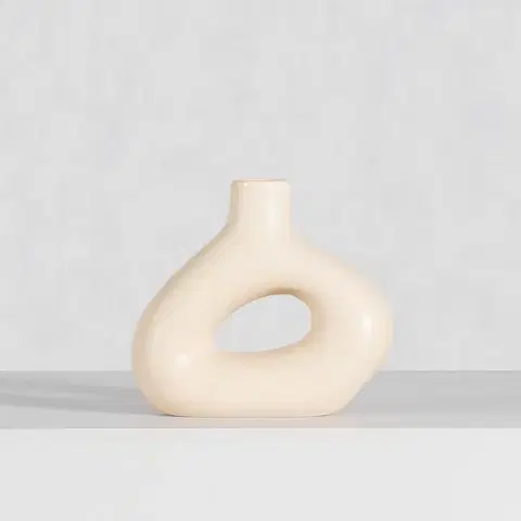 Dekoria Váza Unico 16cm beige, 17,5 x 6,5 x 16 cm