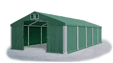 Skladový stan 5x10x2,5m strecha PVC 560g/m2 boky PVC 500g/m2 konštrukcie ZIMA PLUS Zelená Zelená Šedá