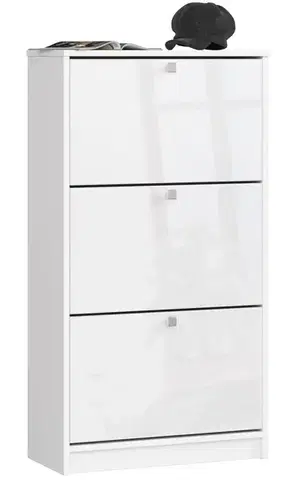 Skriňa na topánky Marienne 60 cm - 3 dvierka biely lesk