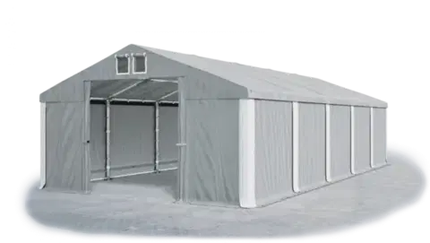 Skladový stan 5x10x2,5m strecha PVC 560g/m2 boky PVC 500g/m2 konštrukcie ZIMA PLUS Šedá Šedá Bílá