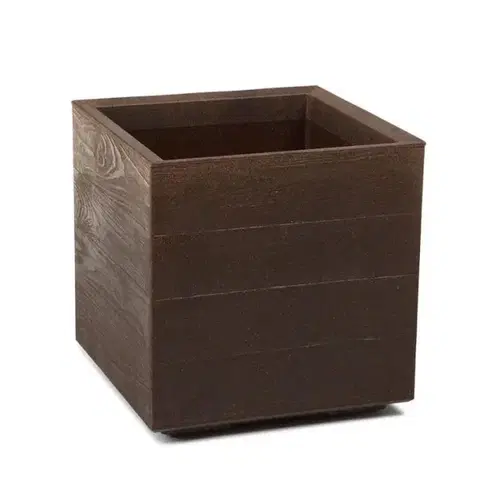 Kinekus Kvetináč plastový 390x390 mm KARO ECO COFFEE DESKA espresso výška 394 mm na kolieskach