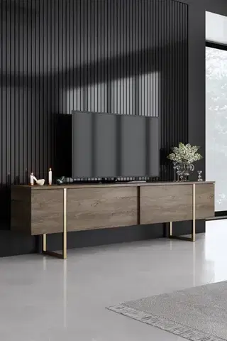 Living Room Furniture Set Luxe - Walnut, Gold