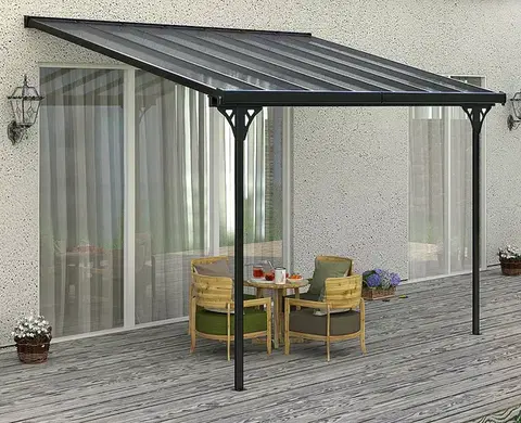 Pergola 436 x 305 cm (čierna + transparentná polykarbonát)