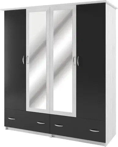 SONATE šatníková skriňa 4D, antracit/light artwood