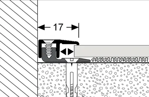 Ukončovací profil 17 mm pre krytiny do 9,5 mm (skrutkovací) | nivelácia 4 - 12 mm Stříbro F4